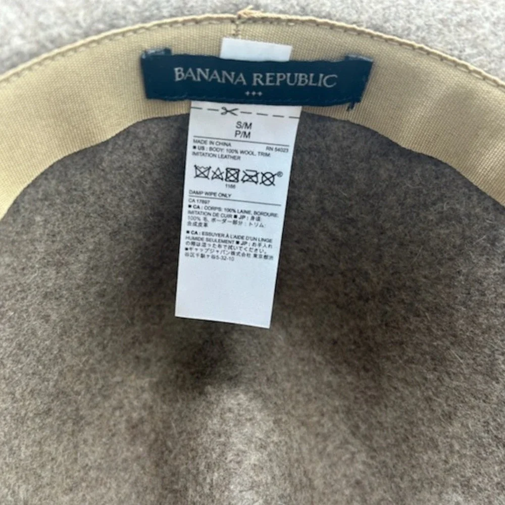 Banana‎ Republic Fedora Hat Women's Size S/M Taupe Brown 100% Wool Wide Brim